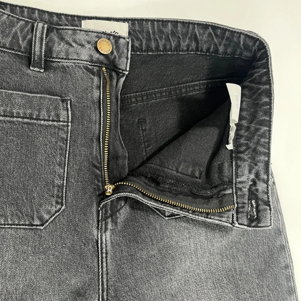 Rolla's High Rise Wide Leg Jeans Womens 28 Black Sailor‎ Front Patch Pockets